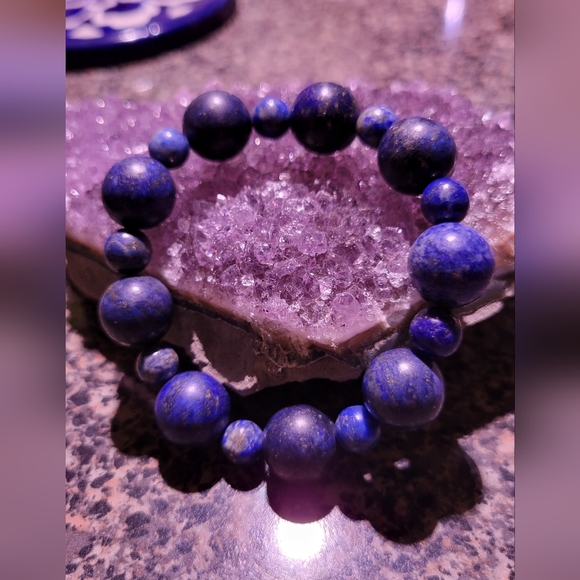 Gemstone Lapiz stretch bracelet - Picture 7 of 9